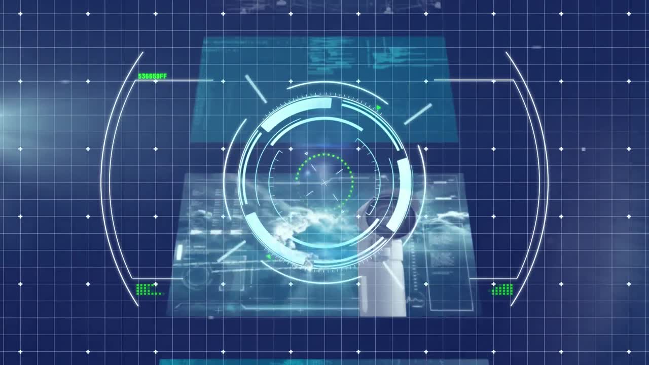 디지털 화면에서 데이터 처리와 함께 범위 스캐닝의 애니메이션