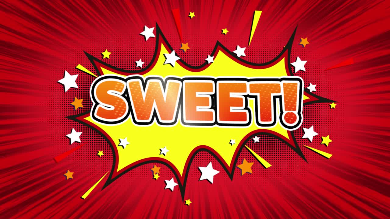 Sweet text pop art style expression retro comic bubble expression cartoon illustration isolated flat