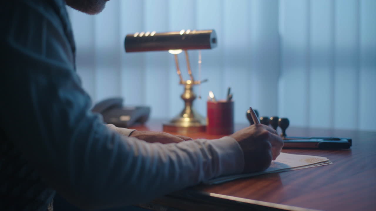 Man Signing Documents in Office