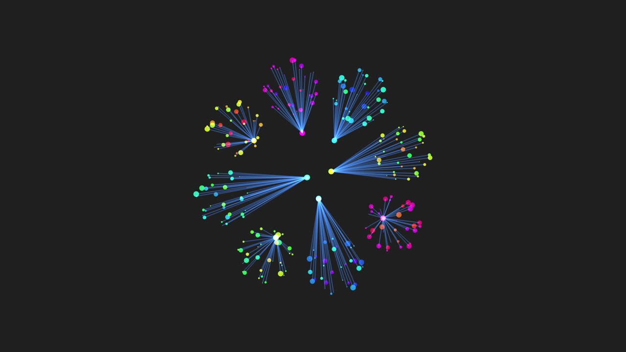 Vibrantly colored dots in a circular pattern against a black backdrop create a visually appealing and versatile design element for various graphic projects