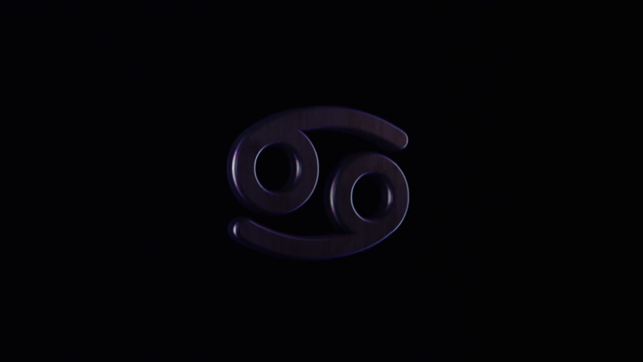 signo del zodiaco en fondo negro. animación. animación 3d con forma textural del signo del zodiaco girando en fondo negro