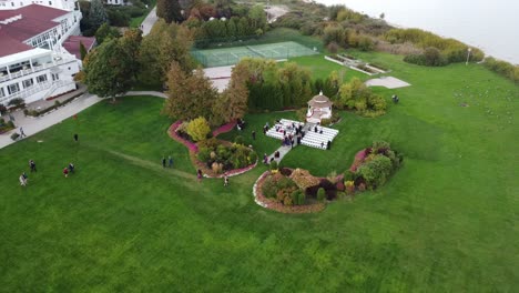 aerial shot of gazebo wedding venue