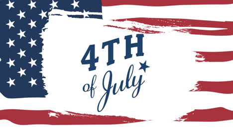 animation of 4th of july text over american flag