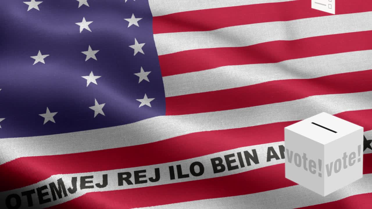 비키니 아톨을 위한 투표용지 선택 - 발 앞에 있는 투표용지 - 선거 - 투표 - 비키니아톨의 발 - 비키는 아톨 발 높은 세부 사항 - 국가 발 비키는 아탈 파동 패턴 루프 가능한 요소 - 직물 질감과 끝없는 루프