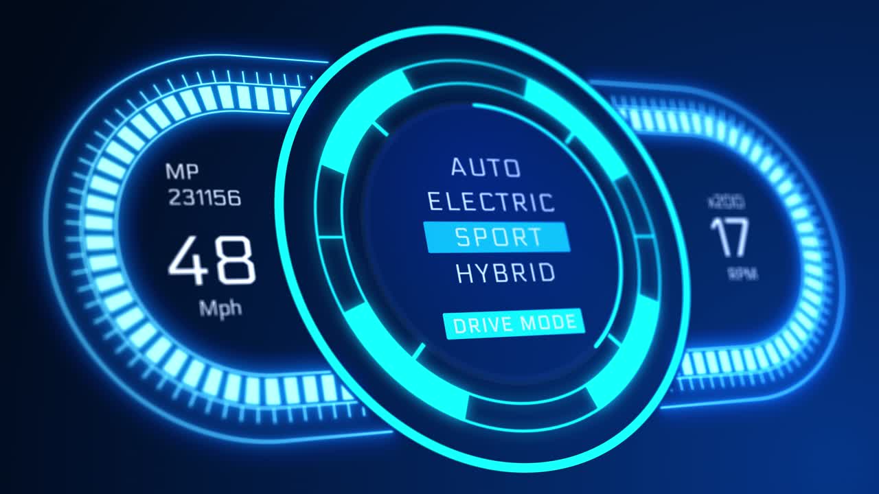 Futuristic hud self driving vehicle autonomous high tech screen display design data animation sci fi