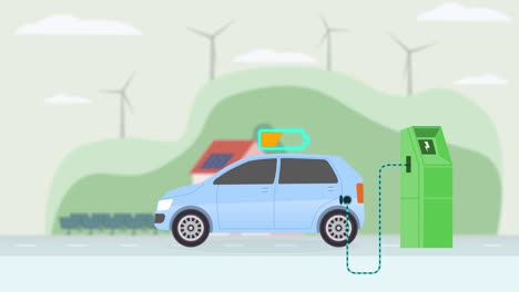 charging electric car at the charger station 4k looped