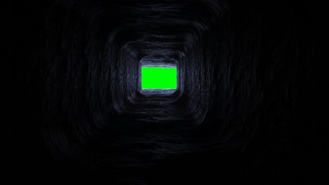 flying in rock futuristic cave, coridor. realistic green screen 4k animation.