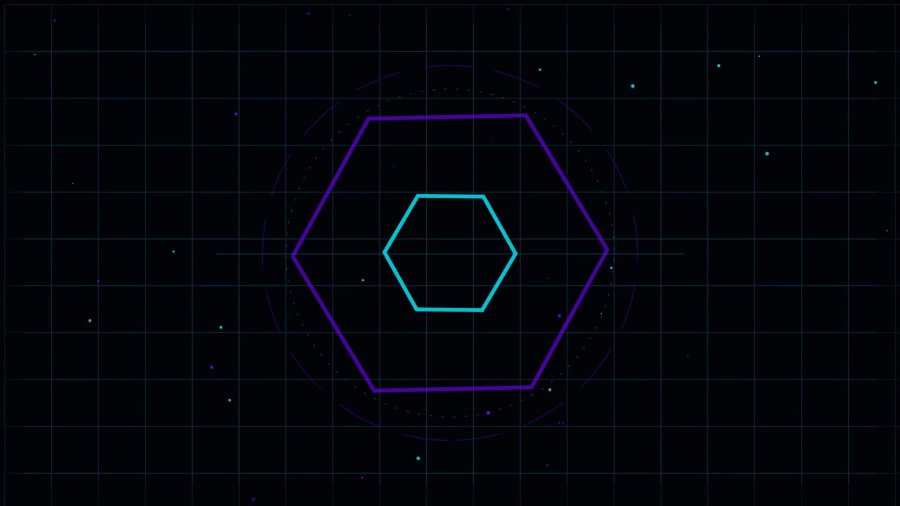 Abstract Digital Hexagon Animation with Grid Background