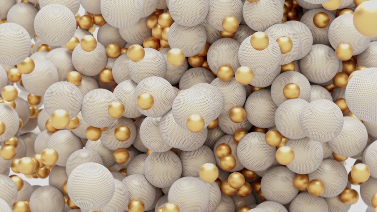 el fondo de las esferas 3d de oro blanco que chocan volando