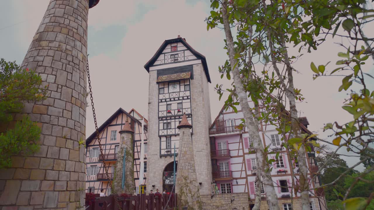 Profile view of Colmar Tropicale, french themed resort at Colmar French Village in Bentong, Malaysia. Famous tourist destination.