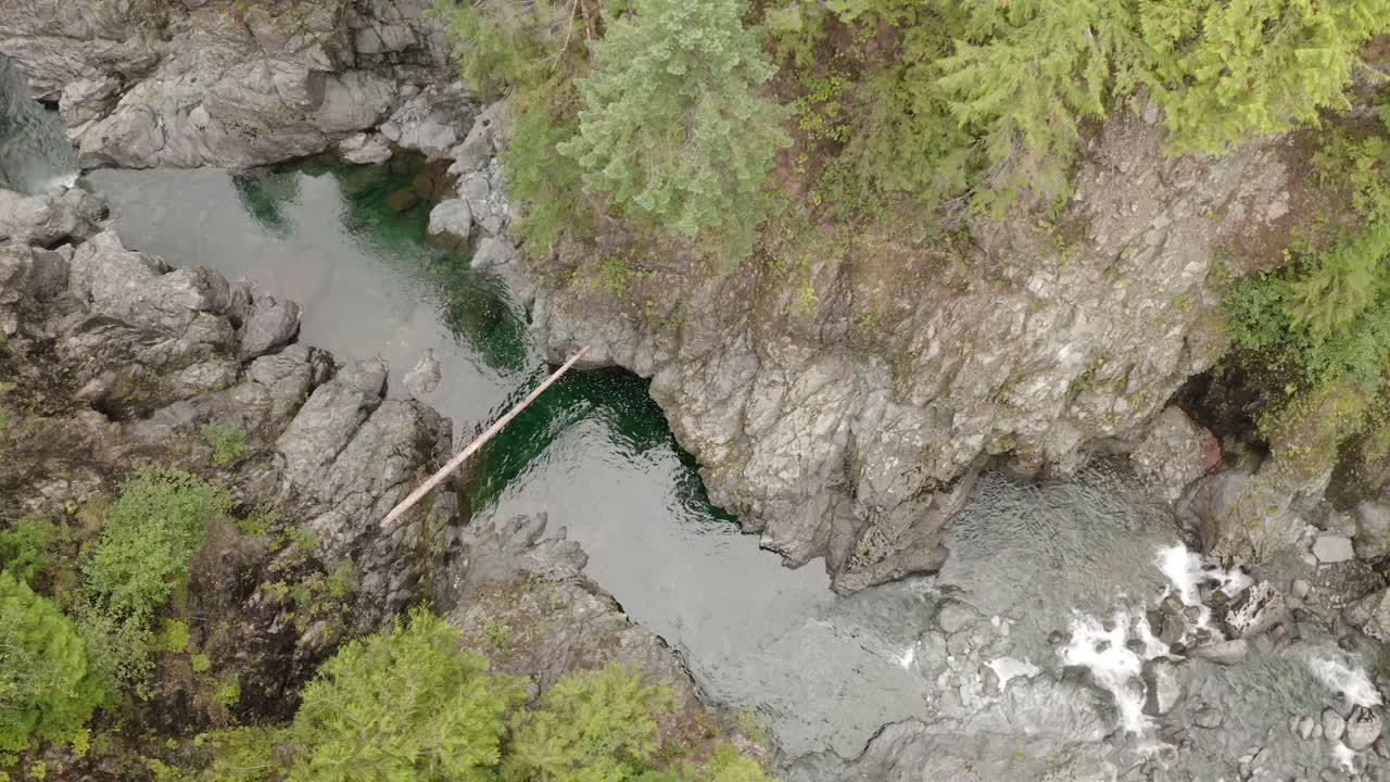 un río que fluye a través de un cañón rodeado de árboles