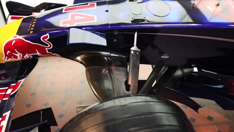 close-up of formula one car's rear suspension