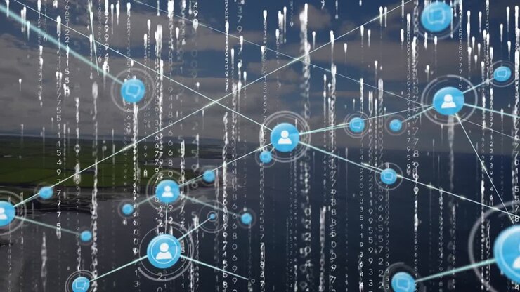 Animation of network of connections over landscape