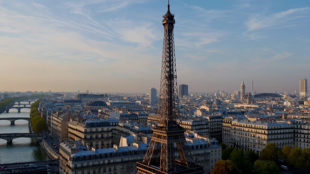 Aerial View of Paris with the Eiffel Tower