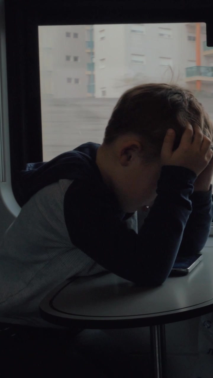 Donna incinta con figlio che viaggia in treno