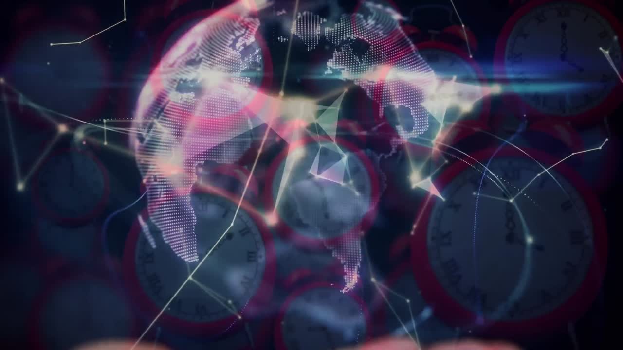 animación de la red de conexiones en relojes de mano femeninos