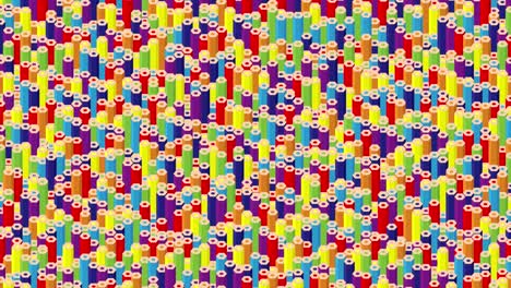 Pencil bar 3D virtual isometric shuffle wave pattern, Education or business stationery concept design illustration on white background seamless looping animation 4K, with copy space