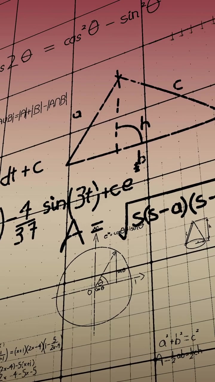 Animation of mathematical data processing over red background