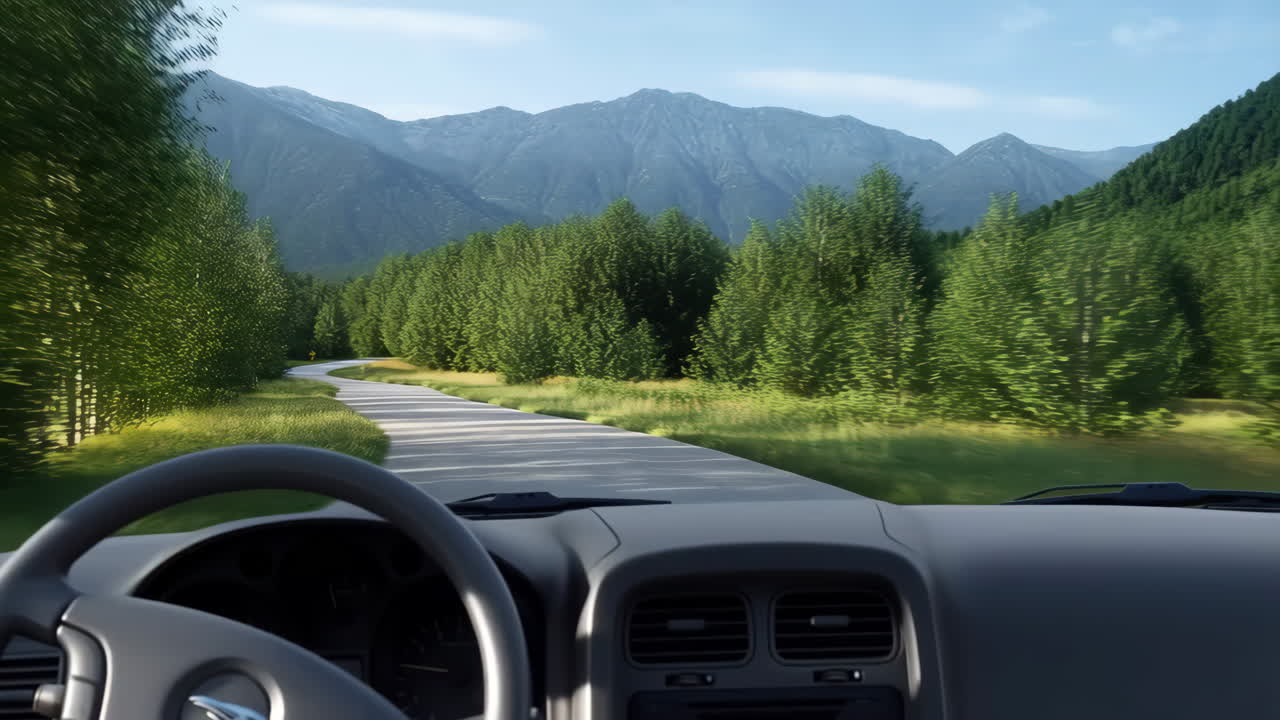 경치 좋은 산길 을 가로질러 운전 하는 것