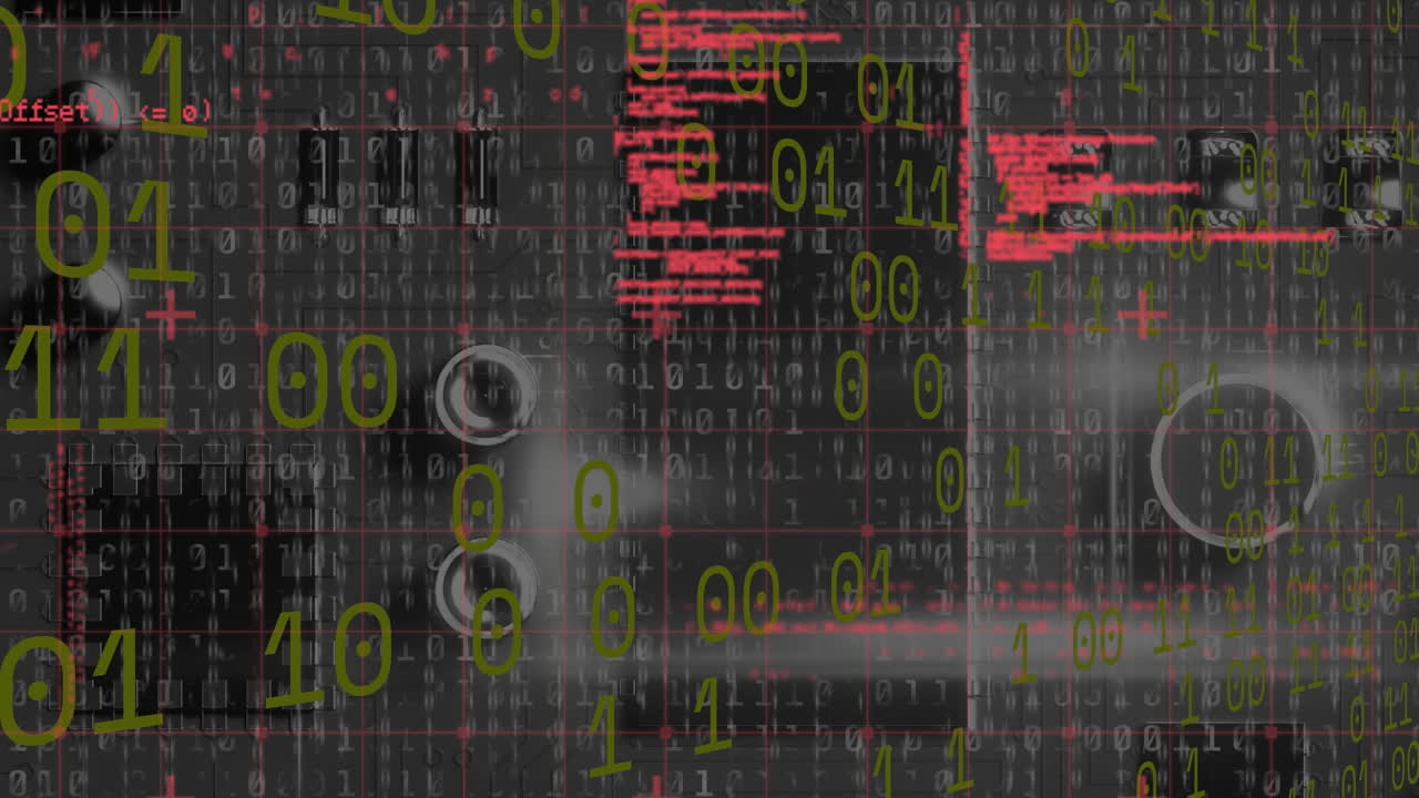 animación del procesamiento de datos sobre una placa de circuito de computadora sobre un fondo negro