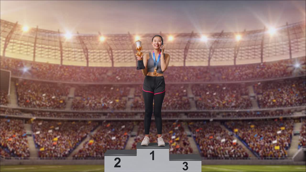 포디움에 있는 챔피언