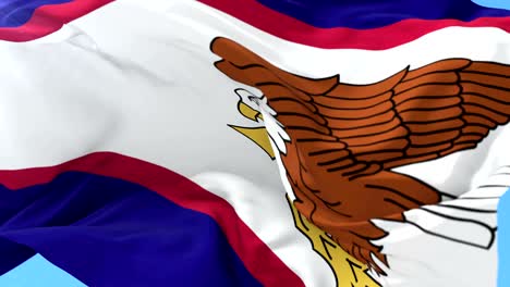 american samoa flag waving at wind in slow, loop