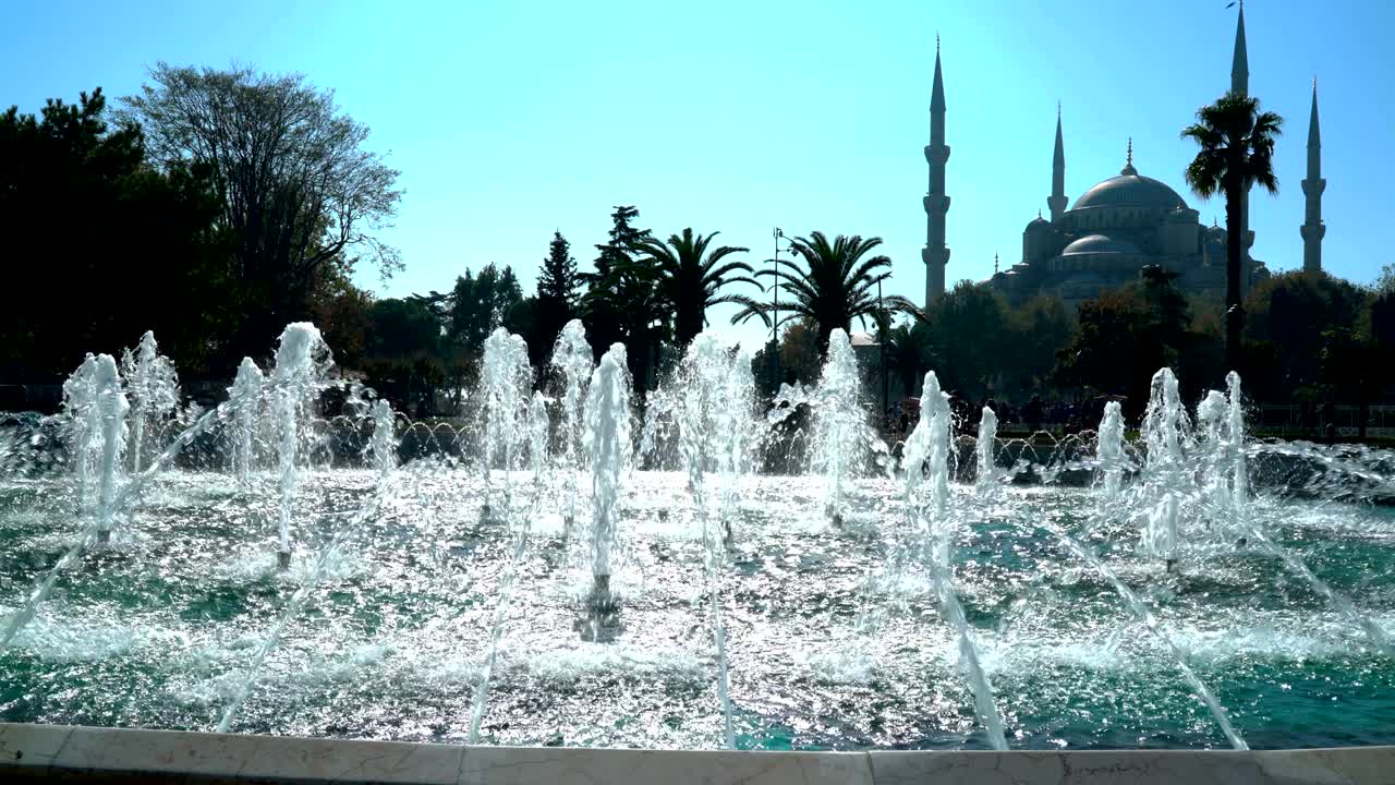 장식 수영장 파란 모스크