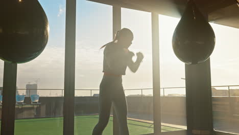 fitness, gym and sports woman boxing in training