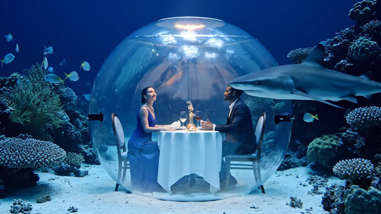 Underwater Dining Experience with Sharks