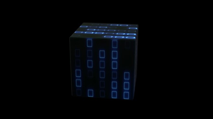 Blockchain data processing animation 4k loop