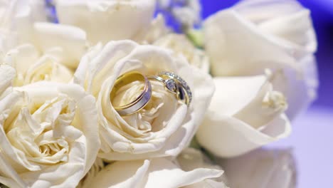 Ramo-De-Rosas-Blancas-Con-Anillos-De-Boda-Entre-Sus-Pétalos