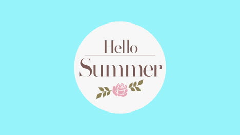 Hello-Summer-with-retro-red-rose-on-blue-gradient