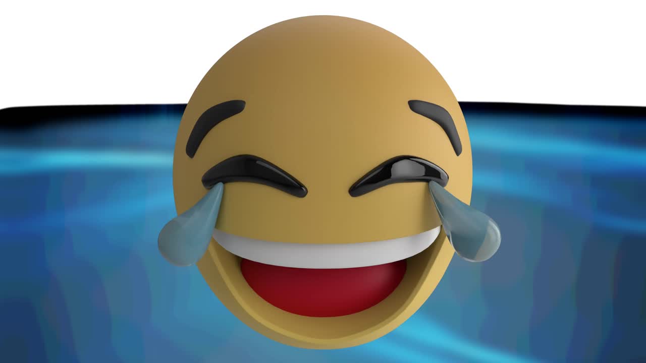 Animation of angry emoji icon on blue background