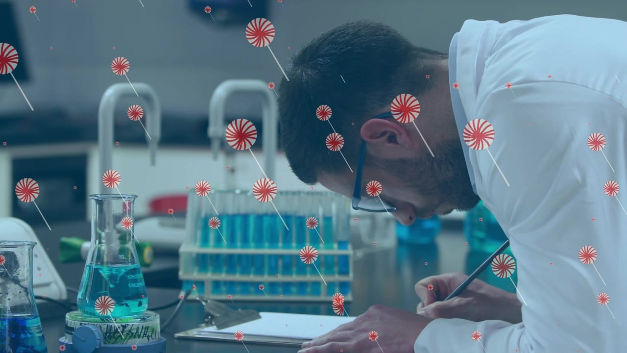 Digital video shows animated school items and kids using laptops for global tech education.