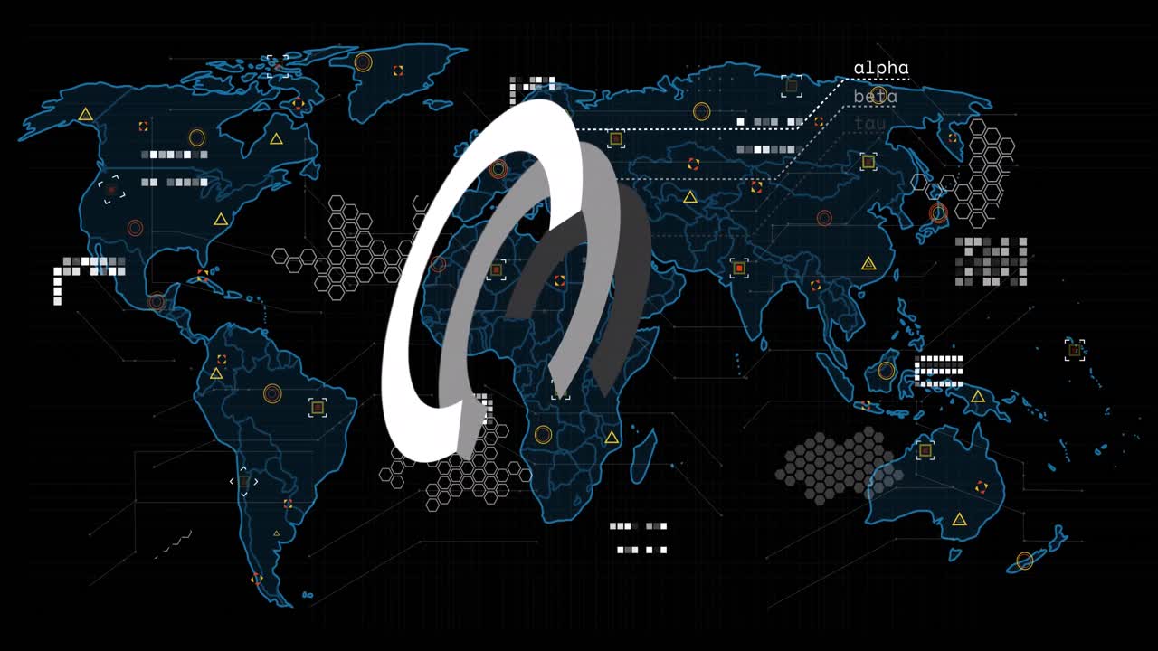 범위 스캐닝과 세계 지도에 대한 데이터 처리 애니메이션