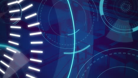 animación de 5g escrita en círculos azules en movimiento