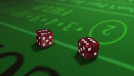 Würfelpaar,-Das-Auf-Einen-Craps--Oder-Crapaud-Tisch-Mit-Glitzernden-Pokerautomaten-Vor-Einem-Casino-Hintergrund-Geworfen-Wird---Craps-Wurf---Durchscheinender-Roter-Würfelwurf-Mit-Einem-Paar-Sechsen