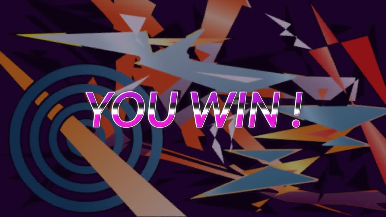 어두운 배경에 다채로운 움직이는 그래픽을 통해 텍스트를 이기는 애니메이션