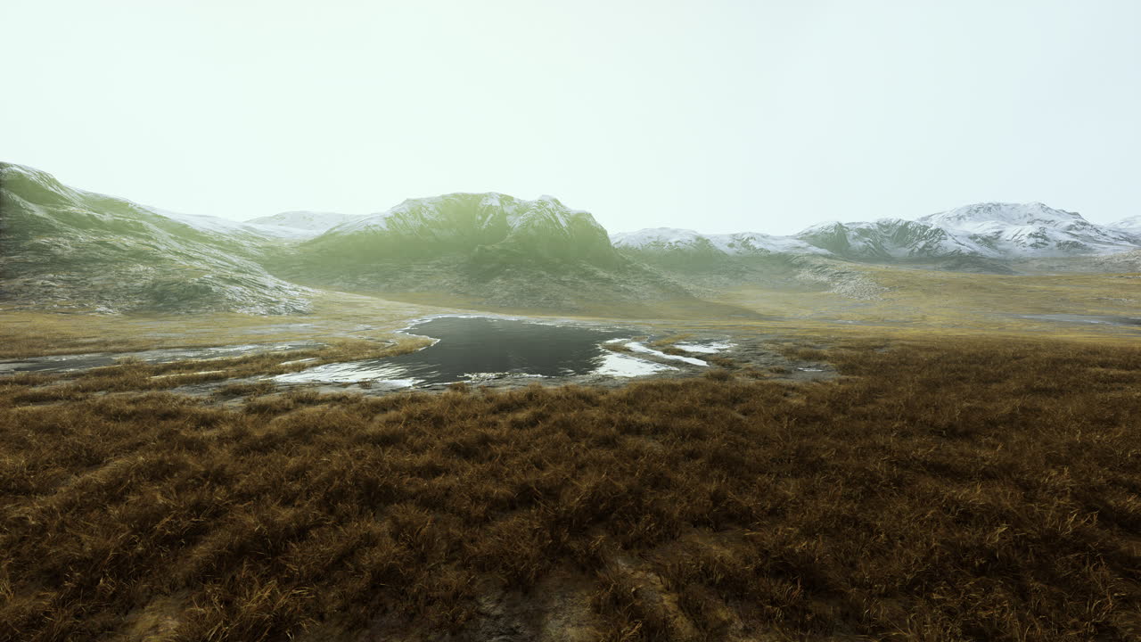 paisaje de valle de montaña nevado