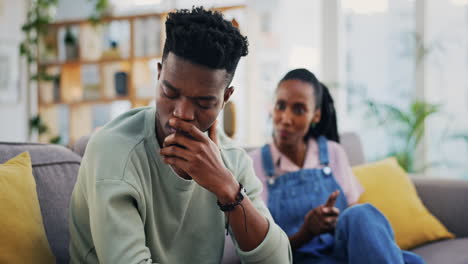 Triste,-Pareja-Negra-Y-Pelea,-Conflicto-Y-Divorcio