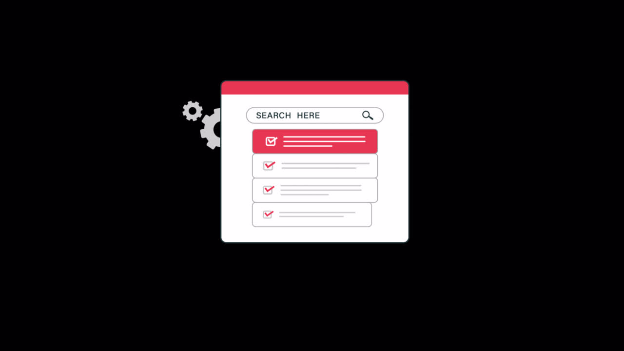 Animated Web Interface with Search Bar and Checklist