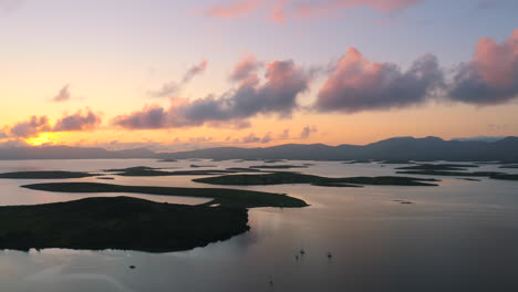 amazing aerial footage of clew bay at sunset, located on the west coast of ireland