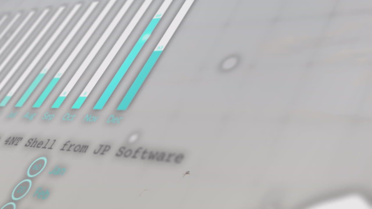 animación de la interfaz con el procesamiento de datos estadísticos y el globo giratorio contra un fondo gris