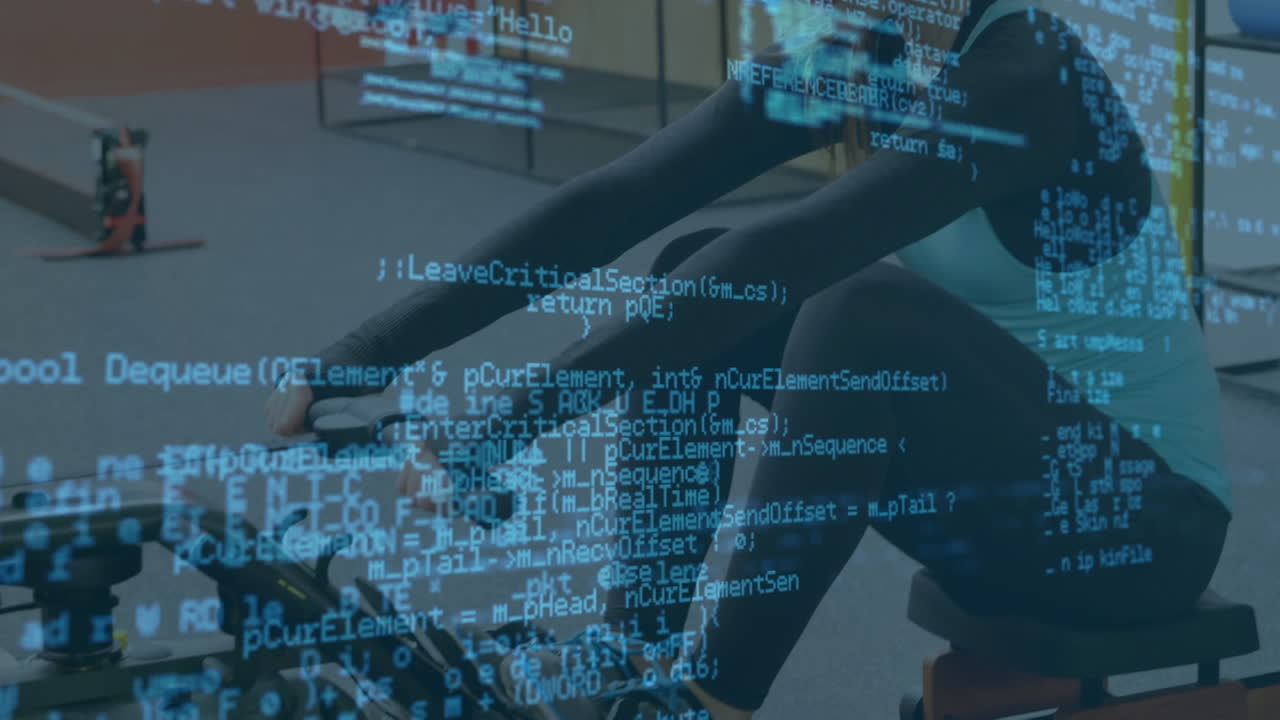 elaborazione di dati contro donne che fanno esercizio in palestra