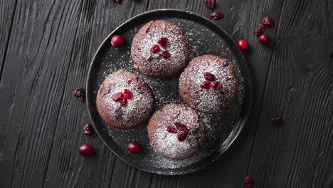 fresh and tasty chocolate muffins served on plate