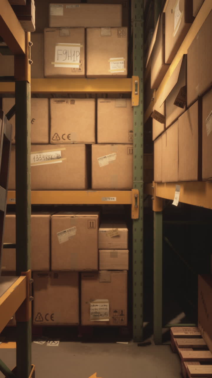 almacén con cajas apiladas