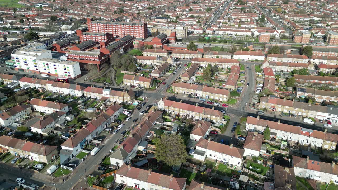 calles y carreteras dagenham londres reino unido drone,imágenes aéreas