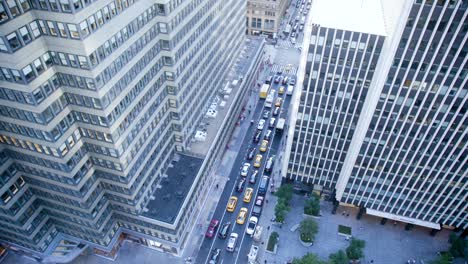 looking down on new york city traffic at a standstill during the day