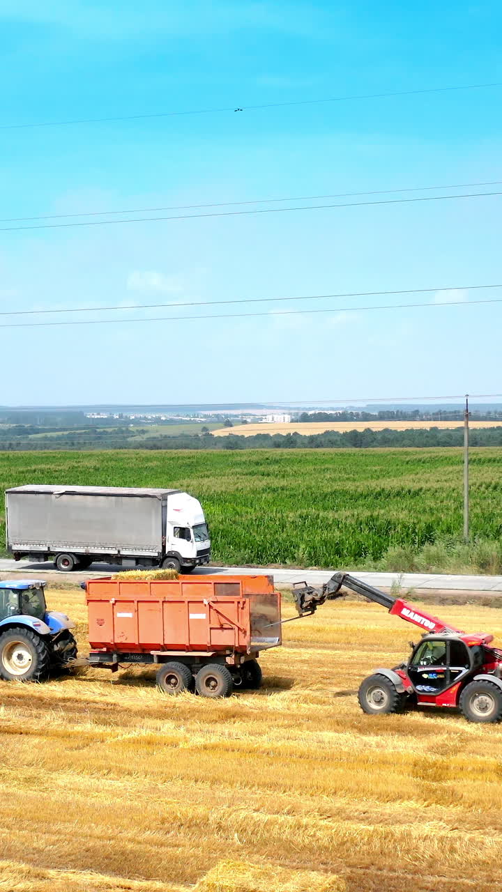 Bales of hay stacked in trailer