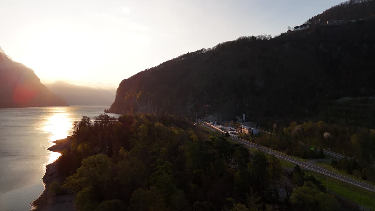 Sunset Sunrise Walensee lake Walen Switzerland peaceful golden hour sky skyline